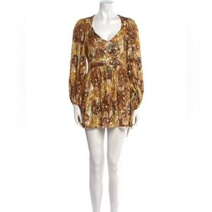 LoveShackFancy Long Sleeve Mini Willis Dress in Sun Shower, size 2
